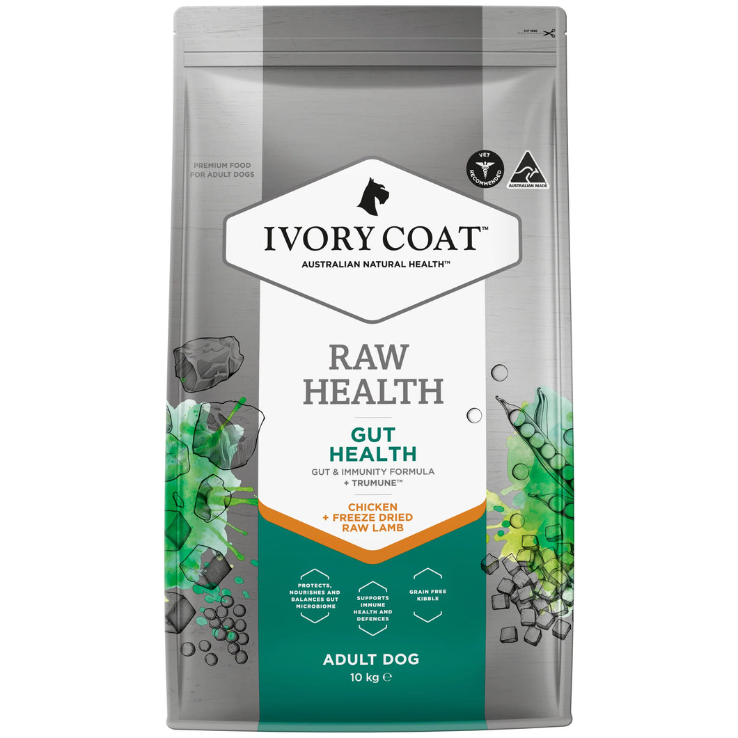 IVORY COAT Dog RAW HEALTH Gut Health Chicken + Freeze Dried Lamb 10kg