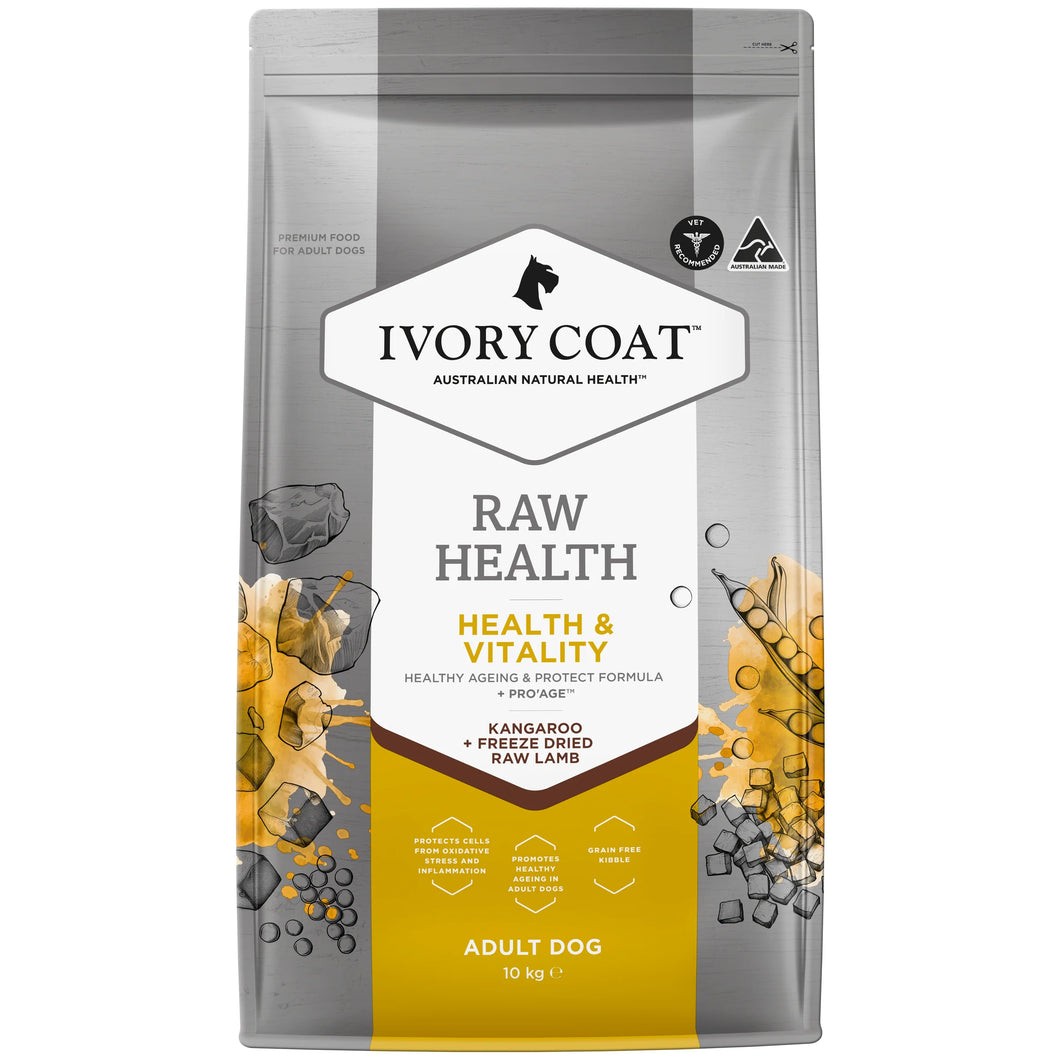 IVORY COAT Dog RAW HEALTH Health & Vitality Roo + Freeze Dried Lamb 10kg