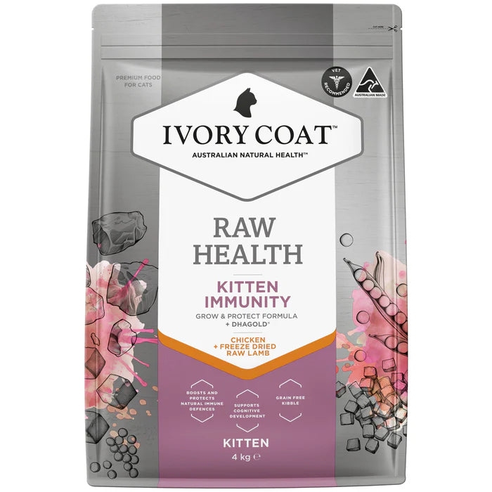 IVORY COAT Kitten RAW HEALTH Immunity Chicken + Freeze Dried Lamb 4kg