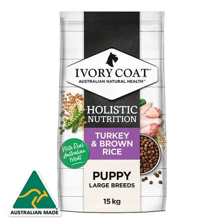 IVORY COAT DOG Puppy Large Bread Turkey & Brown Rice 15kg