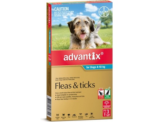 Advantix Fleas & Ticks Medium 3 Dose (4 to 10kg) Aqua