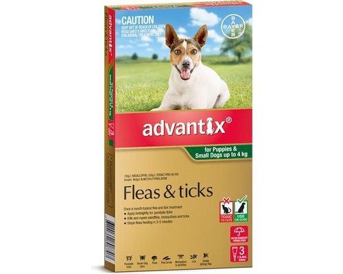Advantix Fleas & Ticks Small 3 Dose (up to 4kg) Green