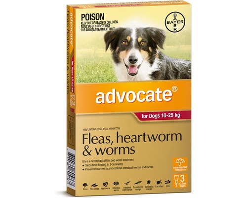 OH - Advocate Fleas, Heartworm & worms Large 3 Dose (10 to 25kg) Red