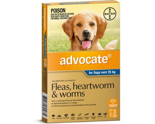 OH - Advocate Fleas, Heartworm & worms XLarge 3 Dose (Over 25kg) Royal blue
